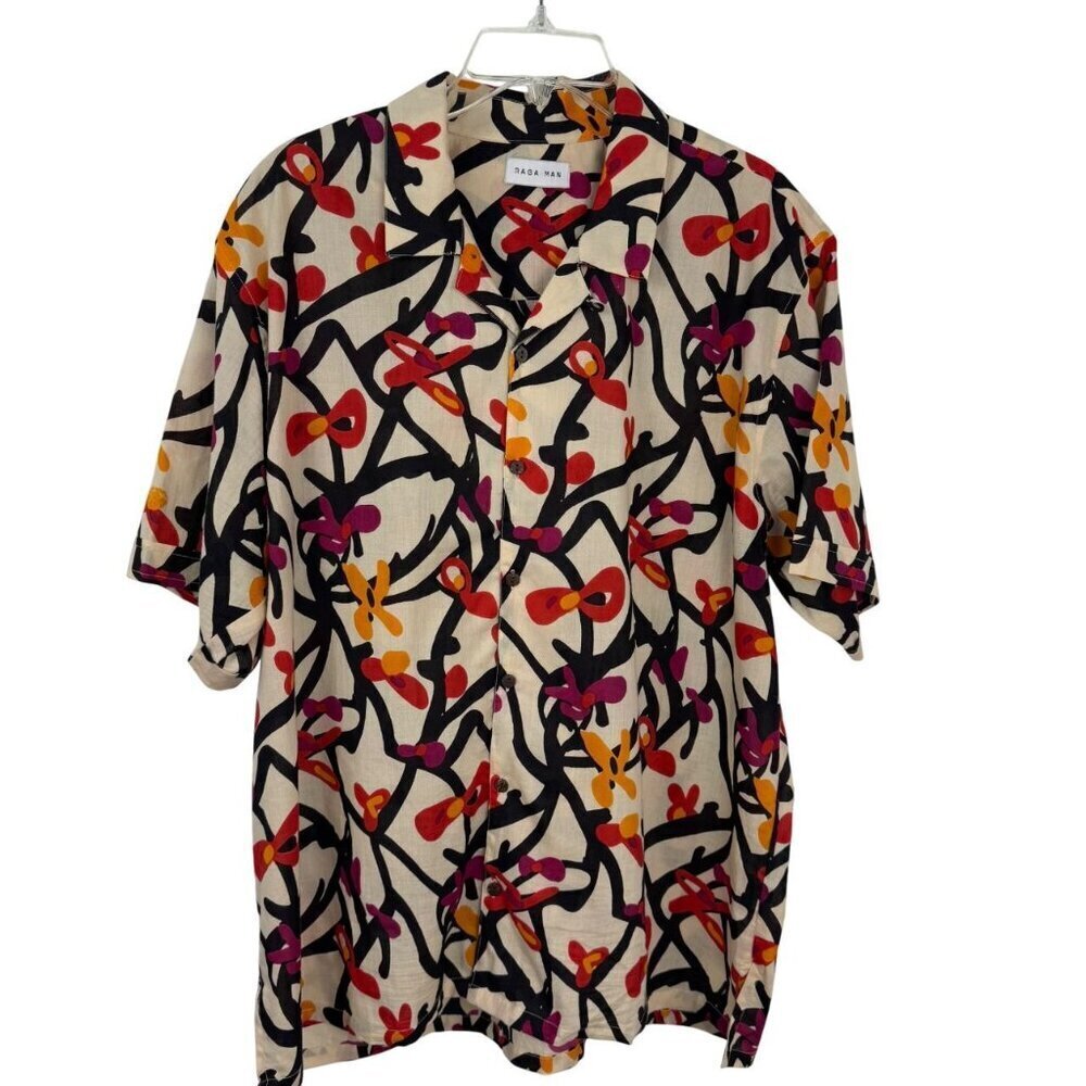 RAGA MAN Anthropologie NEW Multicolor Cotton Button Up Size XXL Style MR146